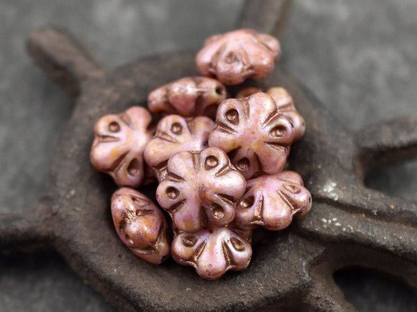 Picasso Beads - Flower Beads - Czech Glass Beads - Picasso Beads - Pink Beads - 11mm - 10pcs - (1210)