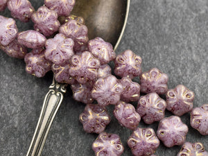 Picasso Beads - Flower Beads - Czech Glass Beads - Floral Beads - Pink Beads - 11mm - 10pcs - (328)