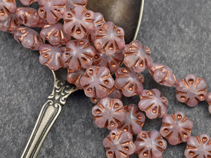Czech Glass Beads - Picasso Beads - Flower Beads - Floral Beads - Pink Beads - 11mm - 10pcs - (3938)