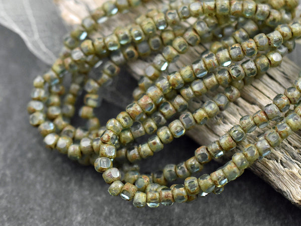 Picasso Beads - Trica Beads - Seed Beads - Czech Glass Beads - 4x3 - Picasso Beads - Green Turquoise - Size 6 Beads - 50pcs - (565)