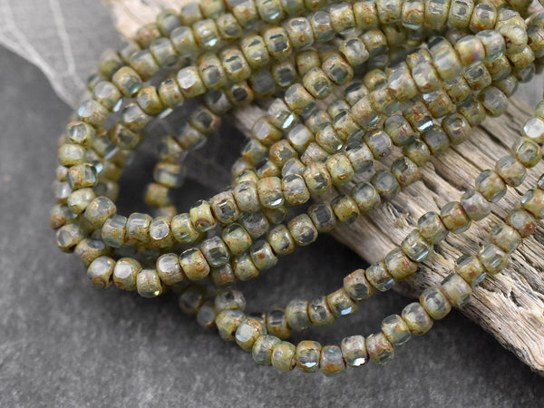Picasso Beads - Trica Beads - Seed Beads - Czech Glass Beads - 4x3 - Picasso Beads - Green Turquoise - Size 6 Beads - 50pcs - (565)