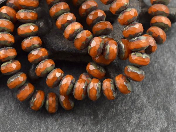 Picasso Beads - Czech Glass Beads - Fire Polished Beads - Rondelle Beads - Donut Beads - 5x7mm - 25pcs - (5804)