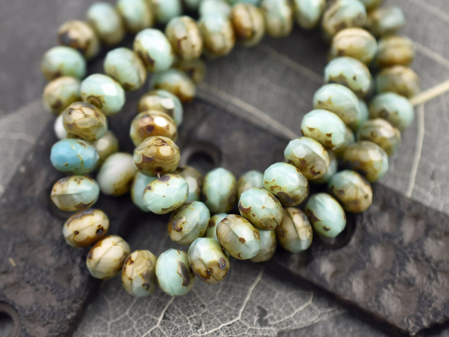 Picasso Beads - Rondelle Beads - Czech Glass Beads - Fire Polished Beads - Donut Beads - 6x8mm - 25pcs - (B719)