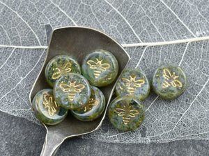 Picasso Beads - Bee Beads - Czech Glass Beads - Bumble Bee - Czech Glass Bee Coin - 12mm - 12pcs - (4804)