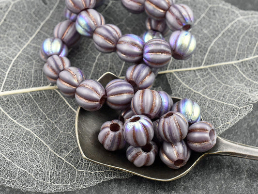 Large Hole Beads - Czech Glass Beads - Melon Beads - Round Beads - 6mm or 8mm