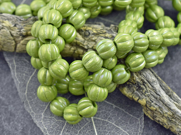 Large Hole Melon Beads - Czech Glass Beads - Large Hole Beads - Round Beads - 6mm or 8mm