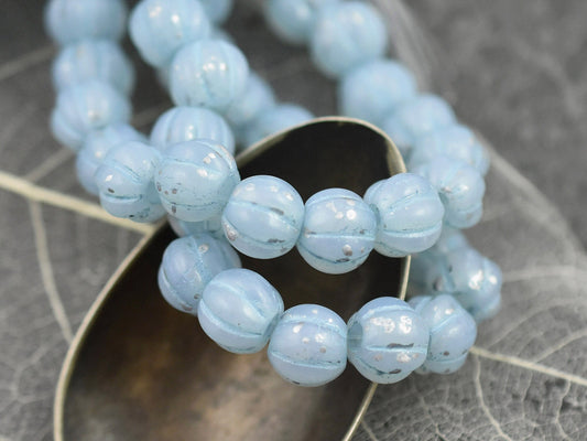 Melon Beads - Czech Glass Beads - Large Hole Beads - Round Beads - 6mm or 8mm