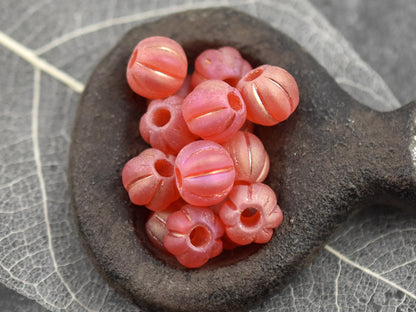 Melon Beads - Czech Glass Beads - Large Hole Beads - Round Beads - 6mm or 8mm