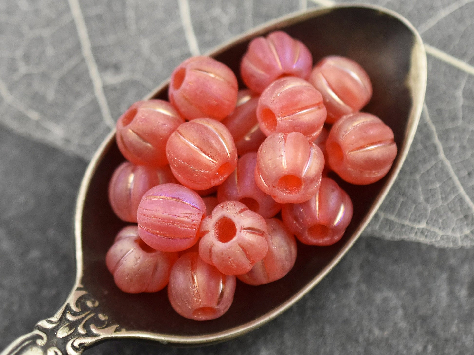 Melon Beads - Czech Glass Beads - Large Hole Beads - Round Beads - 6mm or 8mm