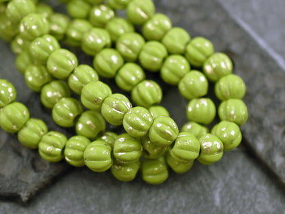 Large Hole Beads - Melon Beads - Czech Glass Beads - Round Beads - 6mm or 8mm