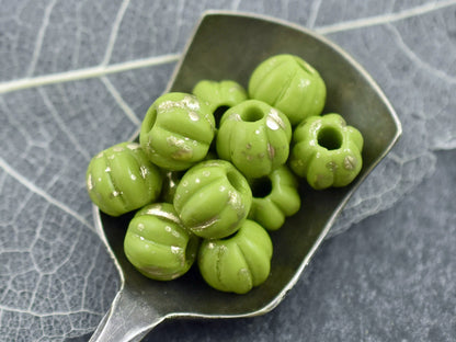 Large Hole Beads - Melon Beads - Czech Glass Beads - Round Beads - 6mm or 8mm