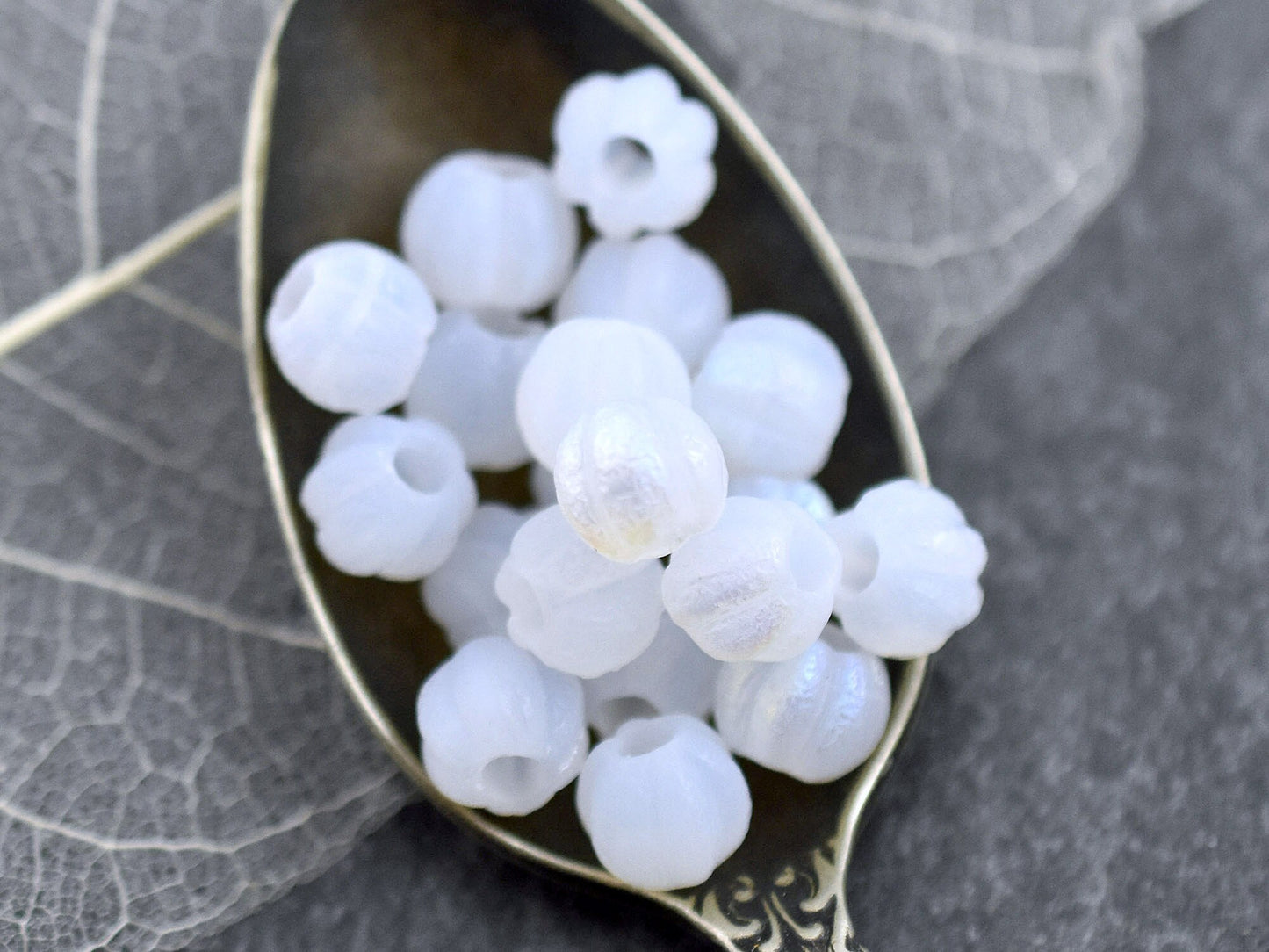 Czech Glass Beads - Large Hole Beads - Melon Beads - Round Beads - 6mm or 8mm