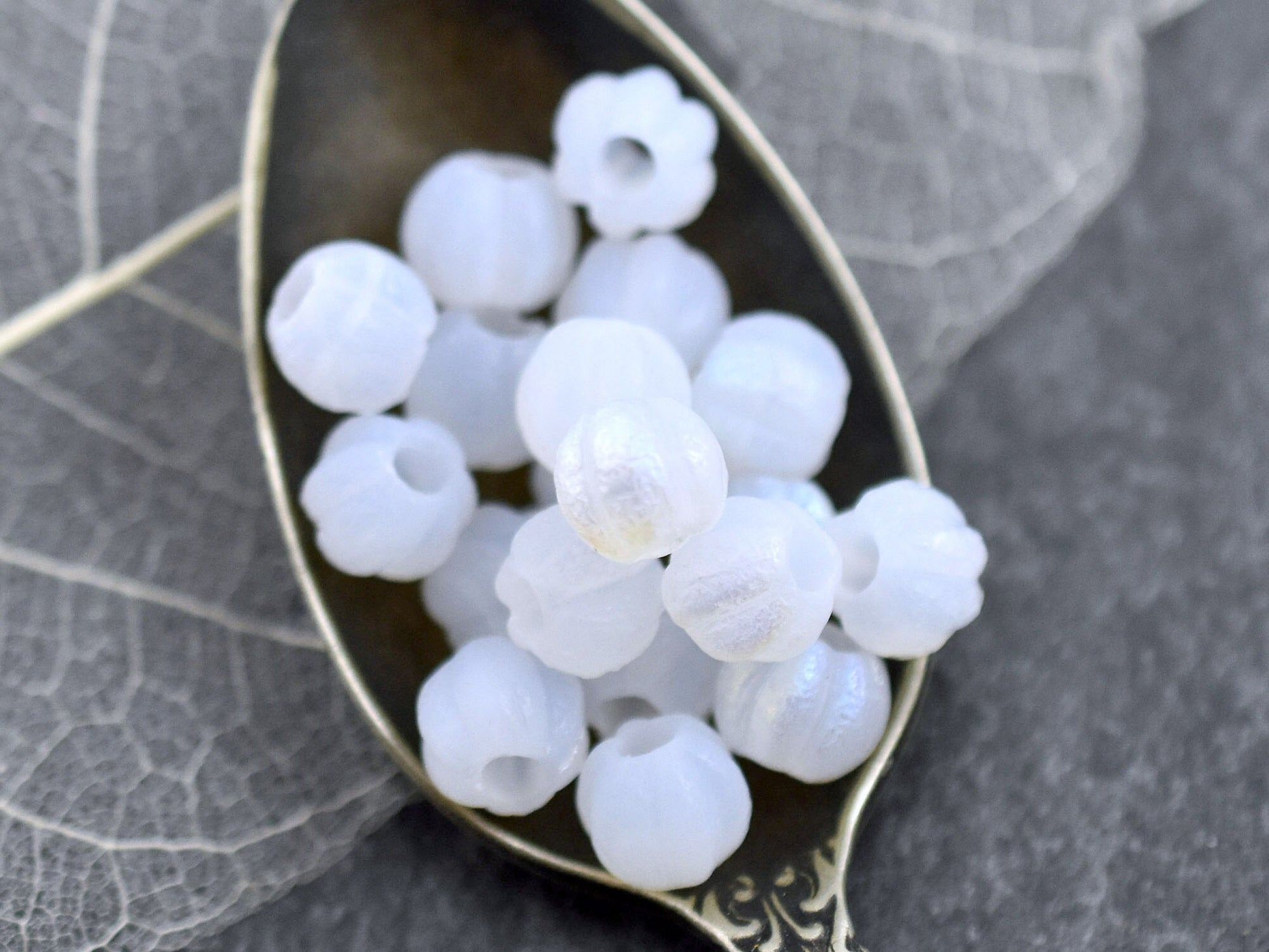 Czech Glass Beads - Large Hole Beads - Melon Beads - Round Beads - 6mm or 8mm