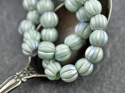 Melon Beads - Czech Glass Beads - Large Hole Beads - Round Beads - 8mm - 20pcs - (A368)