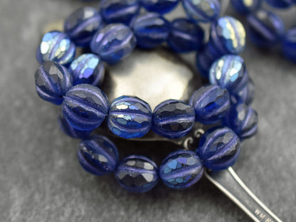 Czech Glass Beads - Picasso Beads - Faceted Melon - Melon Beads - Round Beads - 10mm - 12pcs (1035)