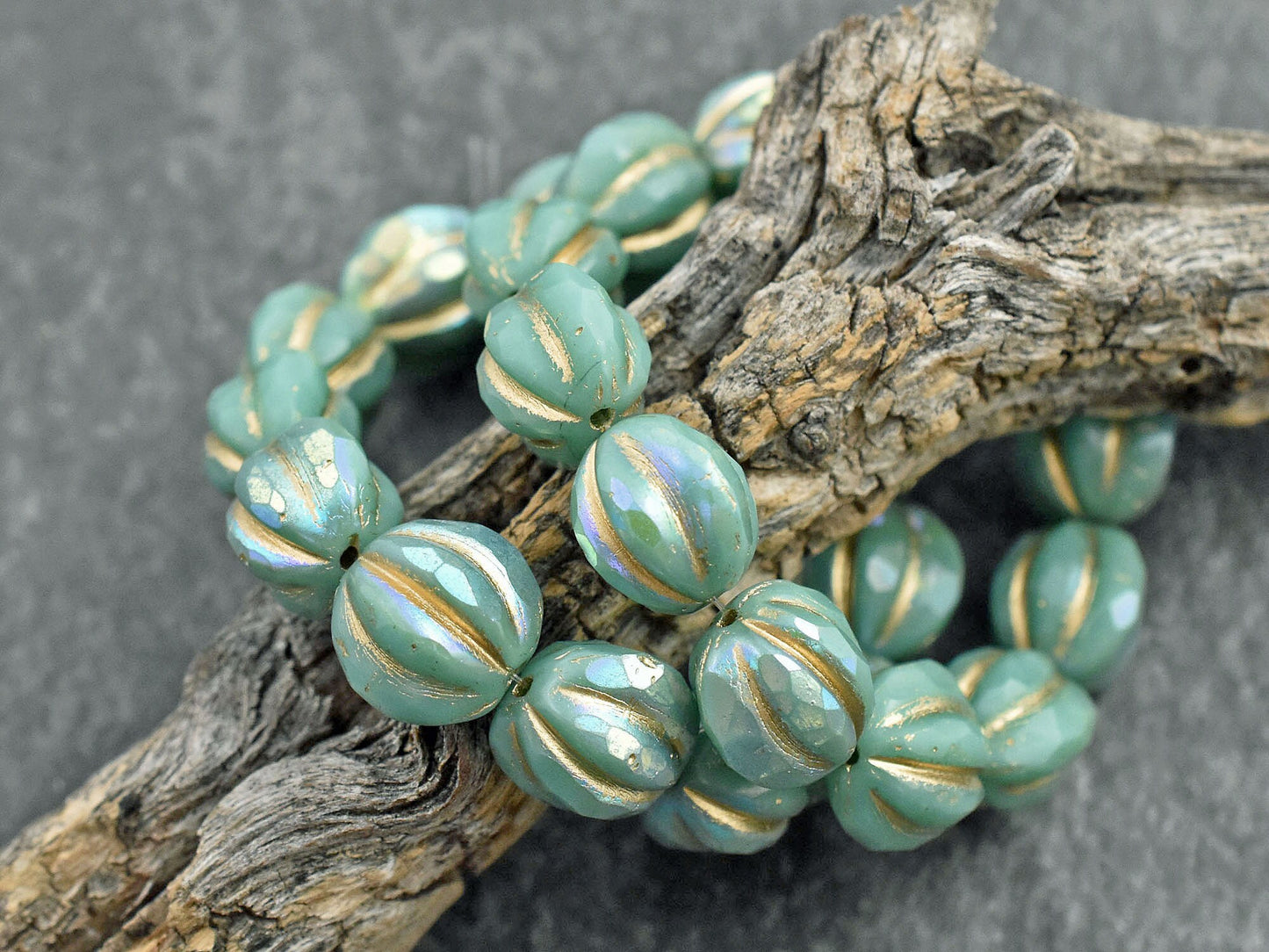 Czech Glass Beads - Picasso Beads - Faceted Melon - Melon Beads - Round Beads - 10mm - 12pcs (5060)