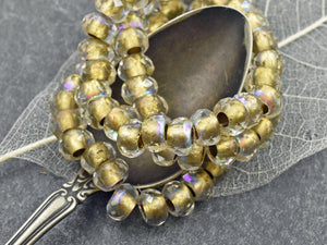 Czech Glass Beads - Large Hole Beads - Roller Beads - Rondelle Beads - Fire Polished Glass Beads - 6x9mm Rondelle - 25pcs - (1695