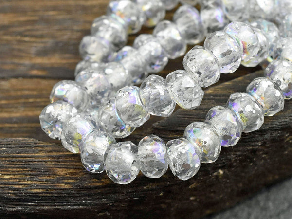 Czech Glass Beads - Large Hole Beads - Roller Rondelle - Rondelle Beads - 3mm Hole Beads - Fire Polished Beads - 6x9mm - 25pcs (1174)