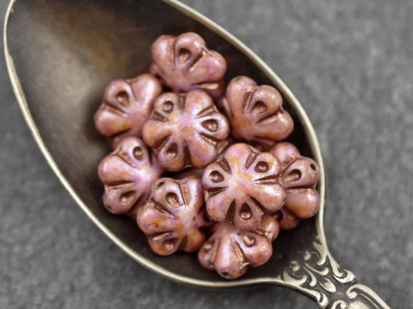 Picasso Beads - Flower Beads - Czech Glass Beads - Picasso Beads - Pink Beads - 11mm - 10pcs - (1210)
