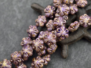 Picasso Beads - Flower Beads - Czech Glass Beads - Picasso Beads - Pink Beads - 11mm - 10pcs - (1355)