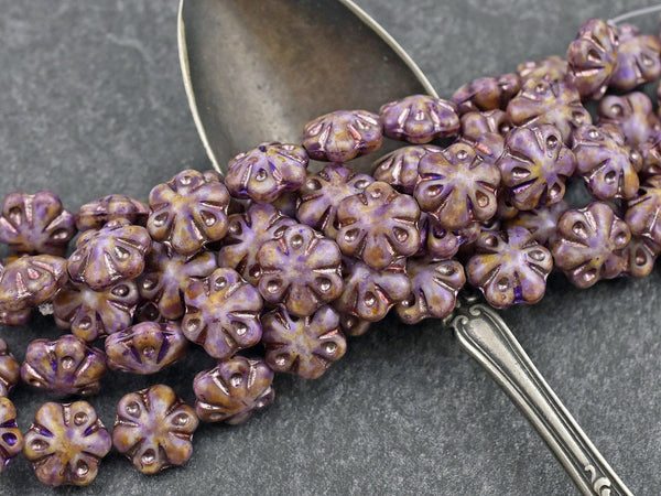 Picasso Beads - Flower Beads - Czech Glass Beads - Picasso Beads - Pink Beads - 11mm - 10pcs - (1355)