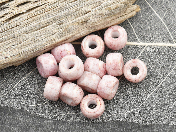 Czech Glass Beads - Large Hole Beads - Crow Beads - Rondelle Beads - Spacer Beads - 9mm - 25pcs (4759)