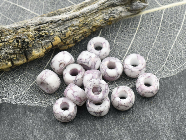 25* 9mm Alabaster Purple Picasso Large Hole Crow Beads – The Bead