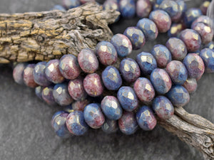 Rondelle Beads - Czech Glass Beads - Czech Picasso Beads - Fire Polished Beads - Donut Beads - 6x8mm - 25pcs - (2830)