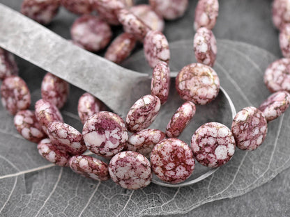 Picasso Beads - Czech Glass Beads - Coin Beads - Focal Beads - Pink Beads - 10pcs - 15mm - (B332)