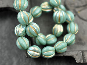Czech Glass Beads - Picasso Beads - Faceted Melon - Melon Beads - Round Beads - 10mm - 12pcs (5060)