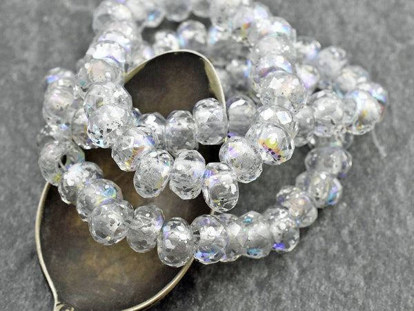 Czech Glass Beads - Large Hole Beads - Roller Rondelle - Rondelle Beads - 3mm Hole Beads - Fire Polished Beads - 6x9mm - 25pcs (1174)