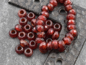 Czech Glass Beads - Roller Rondelle Beads - Large Hole Beads - Fire Polished Beads - Large Hole Rondelle - 6x9mm - 25pcs - (953)