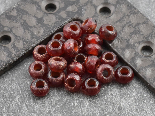 Czech Glass Beads - Roller Rondelle Beads - Large Hole Beads - Fire Polished Beads - Large Hole Rondelle - 6x9mm - 25pcs - (953)