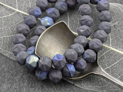 Czech Glass Beads - Purple Beads - English Cut Beads - Round Beads - Antique Cut - 8mm - 20pcs - (3941)