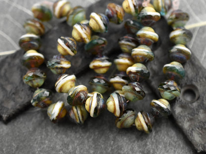 Picasso Beads - Czech Glass Beads - Saturn Beads - Saucer Beads - 10x8mm - 15pcs - (3611)