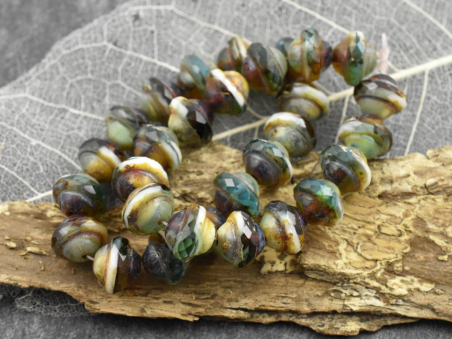 Picasso Beads - Czech Glass Beads - Saturn Beads - Saucer Beads - 10x8mm - 15pcs - (3611)