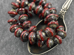 Picasso Beads - Czech Glass Beads - Saturn Beads - Saucer Beads - Planet Beads - UFO Beads - 8x10mm - 15pcs (2149)