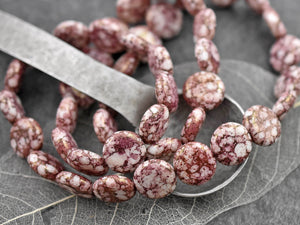 Picasso Beads - Czech Glass Beads - Coin Beads - Focal Beads - Pink Beads - 10pcs - 15mm - (B332)