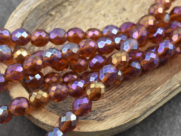 Czech Glass Beads - Fire Polished Beads - Round Beads - 10mm Beads - Pink Beads - 20pcs (B243)