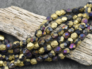Czech Glass Beads - Round Beads - 6mm Beads - Fire Polish Beads - Etched Beads - 6mm - 25pcs - (2235)