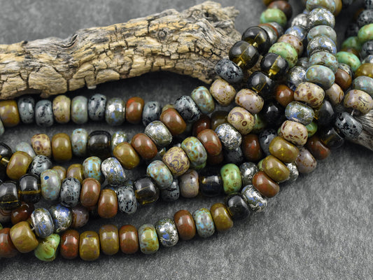 Aged Picasso Beads - Large Seed Beads - 34/0 - Picasso Beads - Large Hole Beads - 8x6mm - 25pcs - (5998)