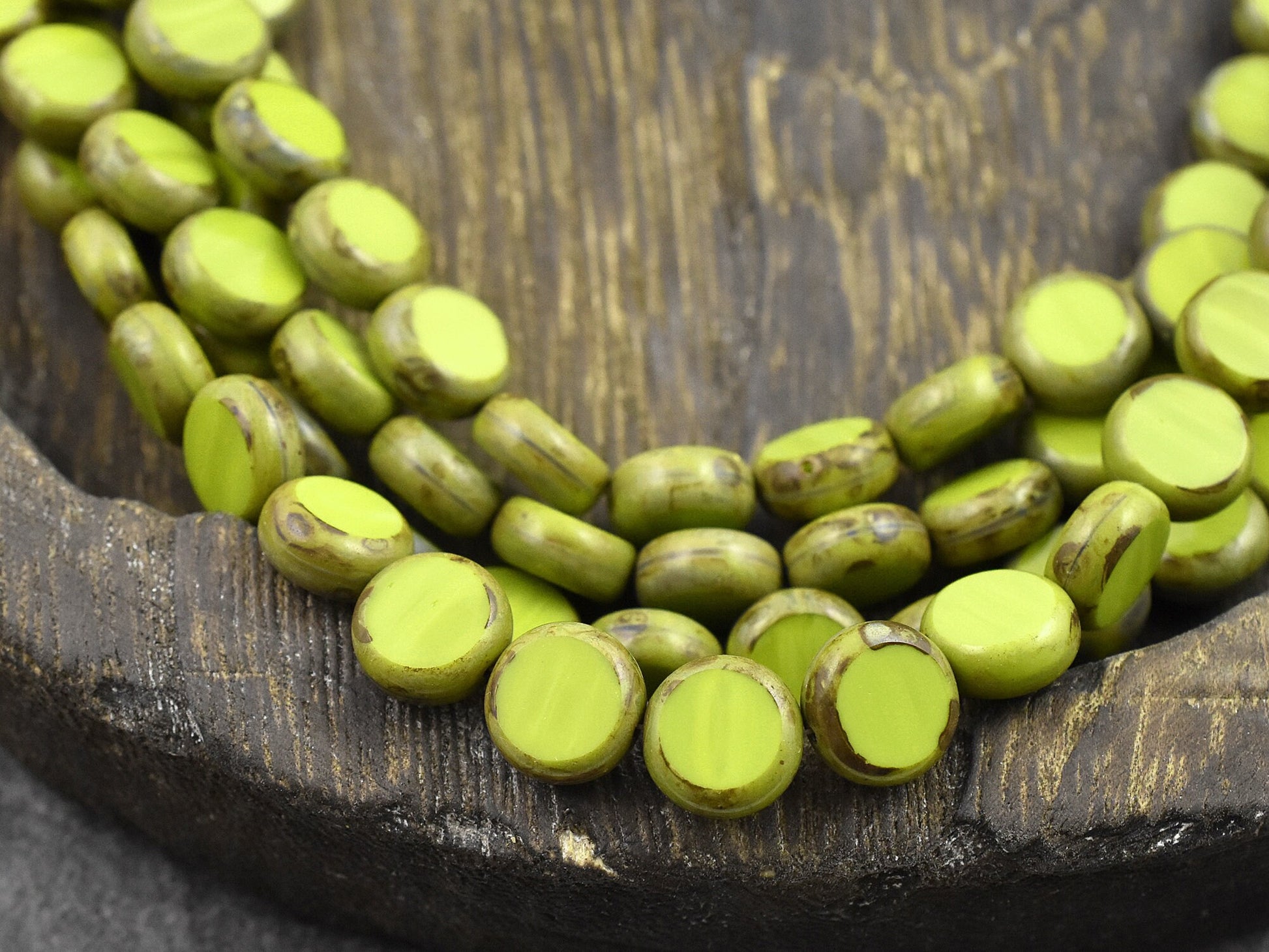 Czech Glass Beads - Picasso Beads - Table Cut Beads - Coin Beads - Disc Beads - 10mm - 19pcs - (4936)