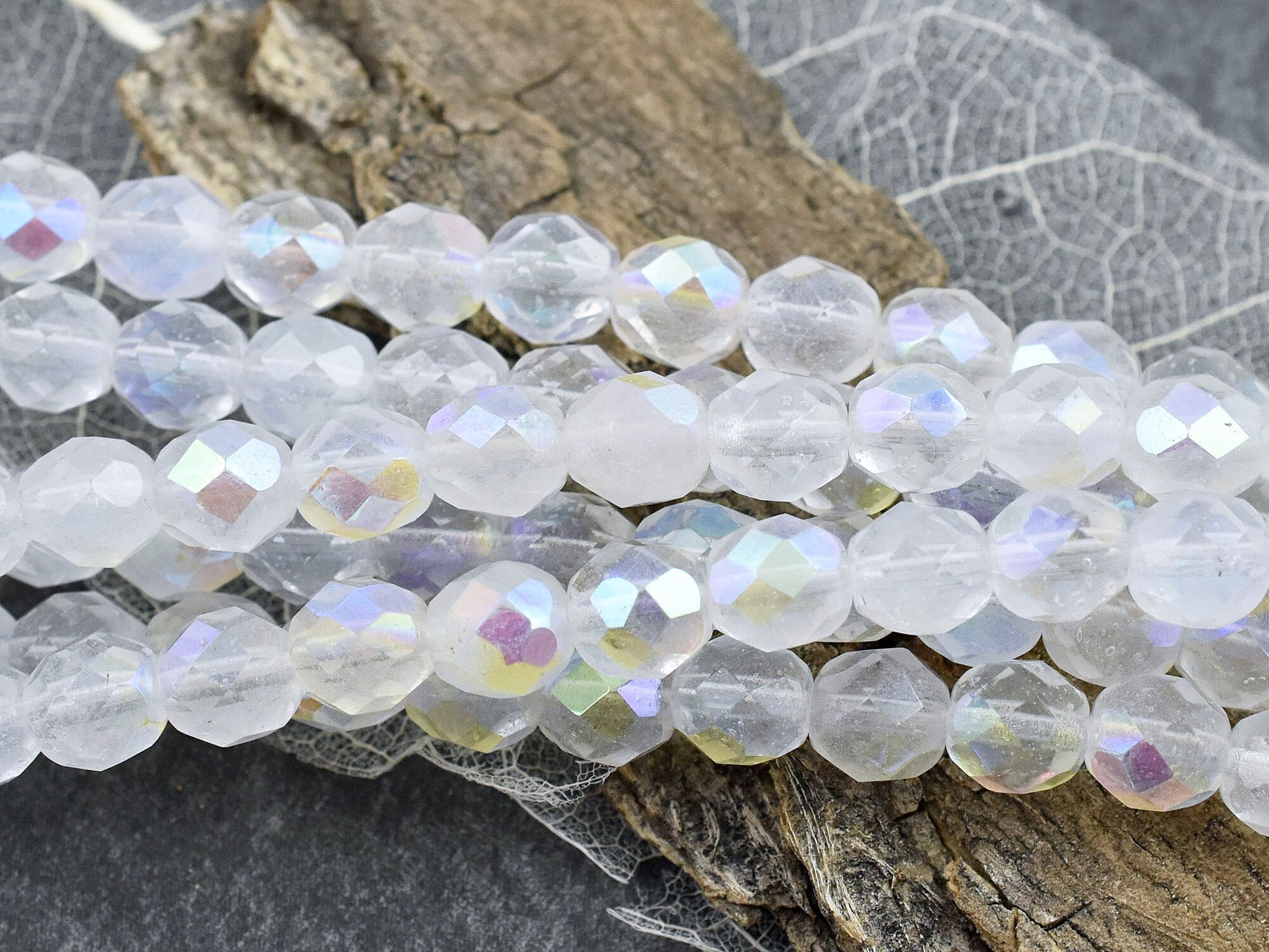 Czech Glass Beads - Round Beads - 8mm Beads - Fire Polish Beads - Crystal Beads - 16pcs (A154)