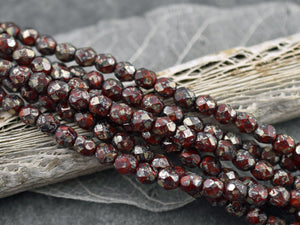 Picasso Beads - Czech Glass Beads - Fire Polished Beads - Red Beads - Red Picasso - 6mm - 25pcs - (A724)