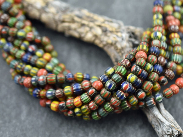 Nepal Beads - Nepalese Beads - Seed Beads - 6mm Beads - Chevron Beads - Bead Mix - 5x6mm - 23" Strand - B452