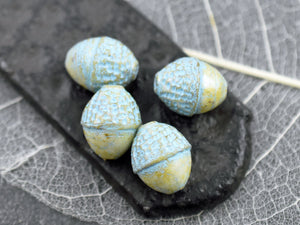 Picasso Beads - Acorn Beads - Czech Glass Beads - Fall Beads - Beads for Jewelry - 10x12mm - 8pcs - (3143)