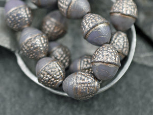 Czech Glass Beads - Acorn Beads - Fall Beads - Picasso Beads - Beads for Jewelry - 10x12mm - 8pcs - (1652)