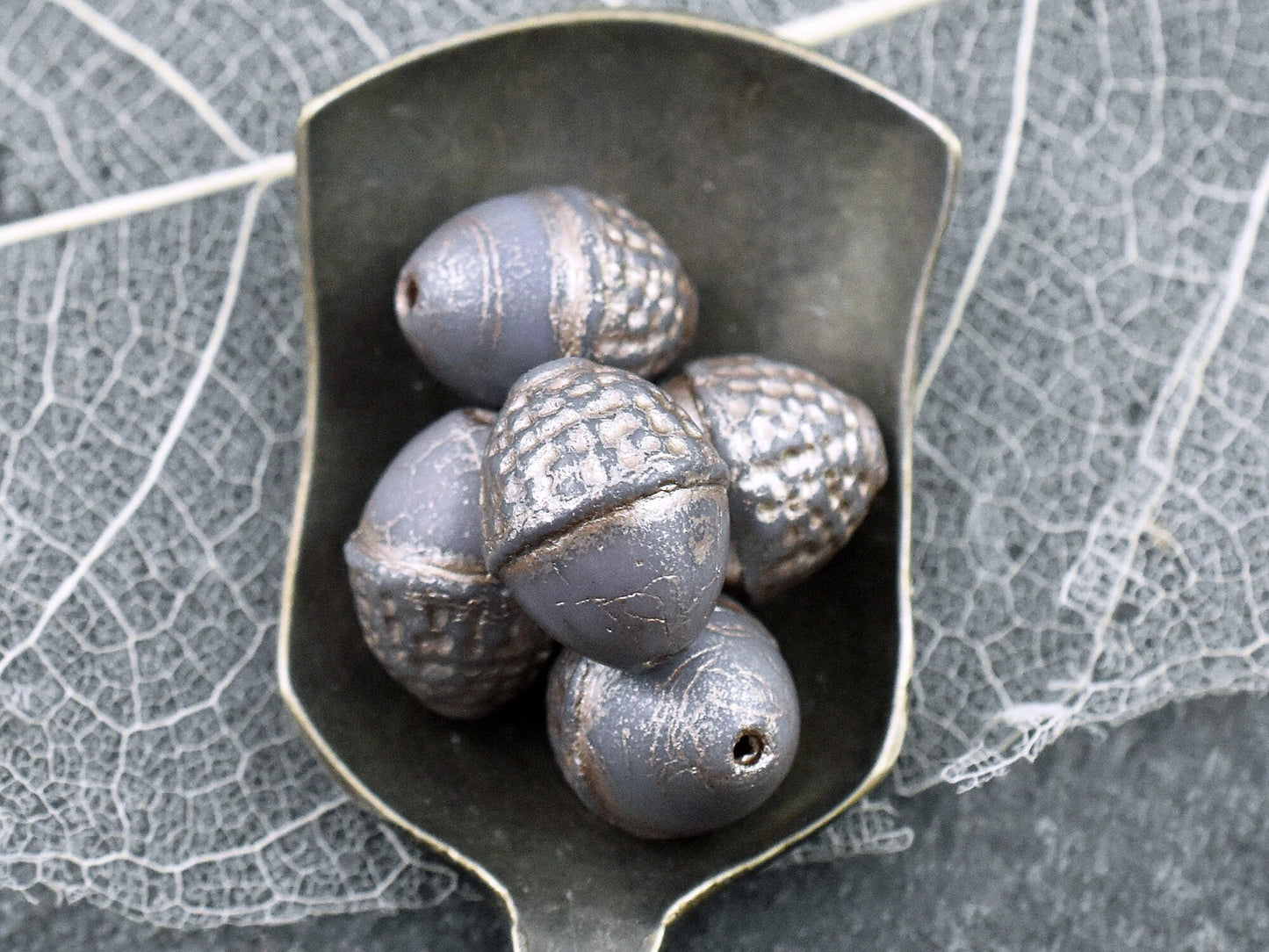 Czech Glass Beads - Acorn Beads - Fall Beads - Picasso Beads - Beads for Jewelry - 10x12mm - 8pcs - (1652)