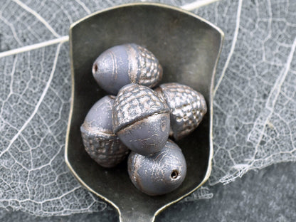 Czech Glass Beads - Acorn Beads - Fall Beads - Picasso Beads - Beads for Jewelry - 10x12mm - 8pcs - (1652)