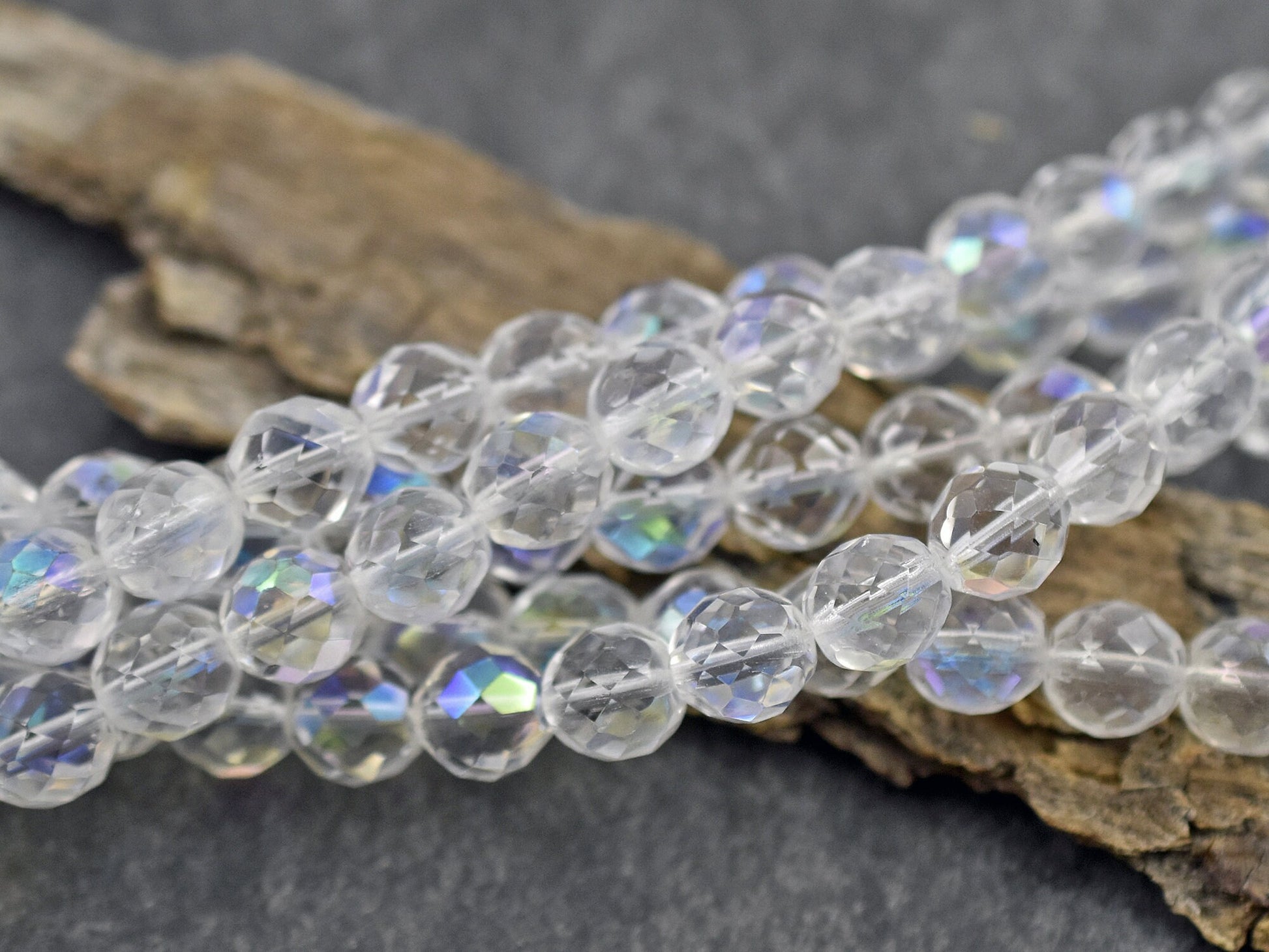 Picasso Beads - Czech Glass Beads - Fire Polished Glass Beads - Round Beads - 10mm Beads - 20pcs (6174)